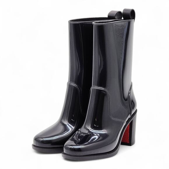 Christian Louboutin Loubirain PVC Rubber Women's Rain Boots Black EU 34 US 4 NWB - Picture 2 of 9